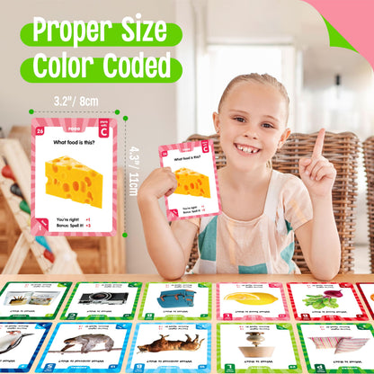 SpriteGru 270 PCS Spelling Flashcards – Learn Words & Check Spelling (Animals, Foods, Daily Life) for Kids 8+