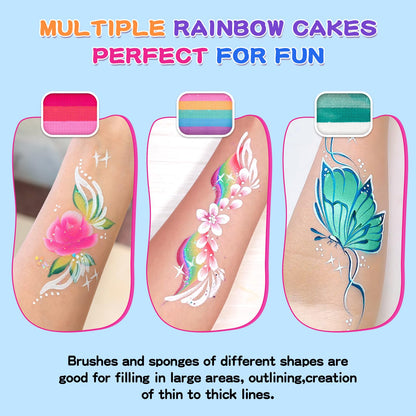 SPXKD Face Painting Kit for Kids & Adults — 12x10g Split Cake Palette, Glitter Colors, Shadow Sticks