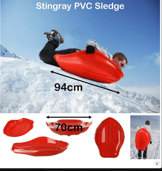 Premium Red PVC Stingray Snow Sledge 94 x 70 cm Winter Fun Sleigh