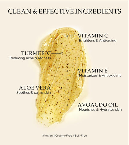 Srripo Revitalizing Exfoliation Face Scrub with Vitamin C & Turmeric | Gentle Daily Facial Polish