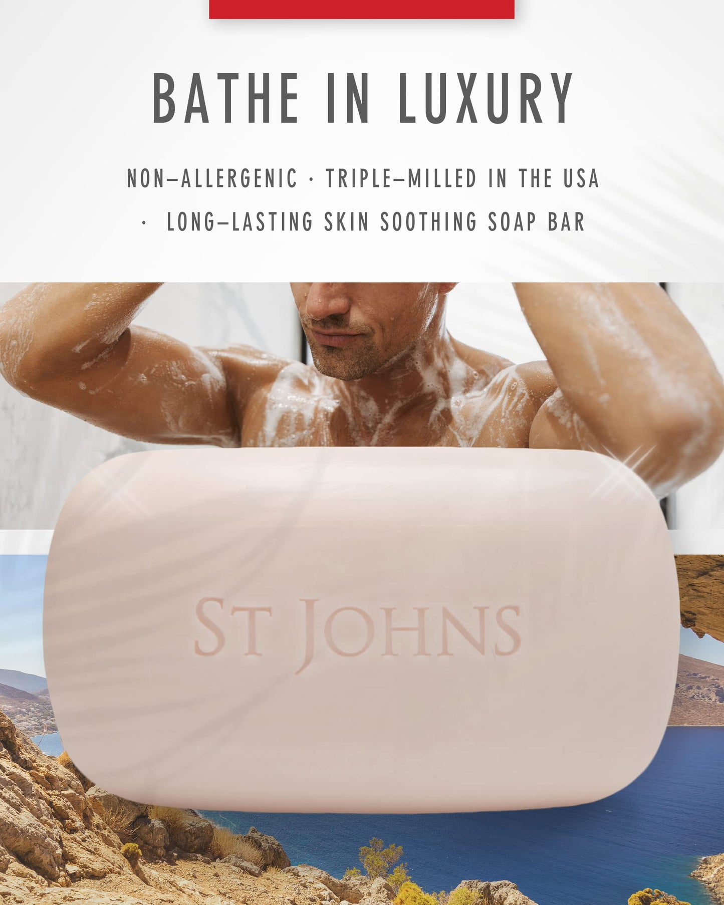 St. John No. 77 Luxury Soap Bar for Men – 7 oz Creamy Scented Lather