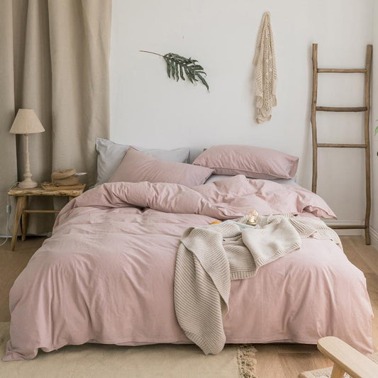 ST214 Linen Duvet Cover + Bed Sheet + 2 Pillowcases, King