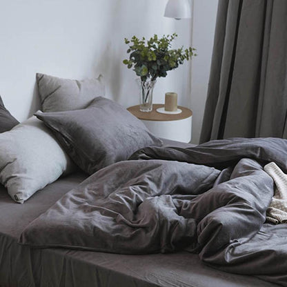 ST254 Velvet Duvet Cover + Bed Sheet + 2 Pillowcases, King