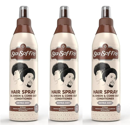 Sta-Sof-Fro Hair & Scalp Spray Comb Out Conditioner with Lanolin – Extra Dry, 3 x 250mL