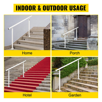 VEVOR Handrail for Outdoor Steps Aluminum Stair Handrail Fit 0-5 Steps w/ Installation Kit Building & Hardware Home Improvement