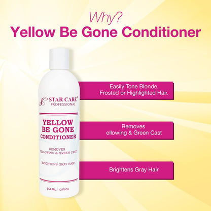 STAR CARE Yellow Be Gone Conditioner 12oz/354ml (2 Pack) – Neutralizes Brass & Strengthens Hair