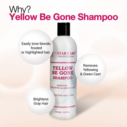 STAR CARE Yellow Be Gone Shampoo 2 Pack – Brassiness Neutralizer for Blonde & Gray Hair
