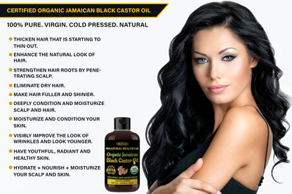 StarDunes Jamaican Black Castor Oil – 10.15 fl oz, 100% Pure for Hair, Eyebrow & Lash Growth