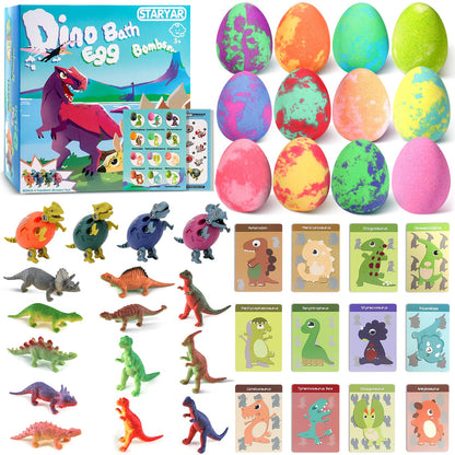 STARYAR Dinosaur Bath Bombs for Kids – 16-Pack with Surprise Toys