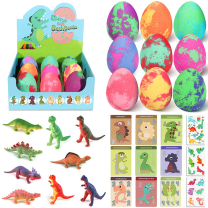 STARYAR 9-Pack Dinosaur Bath Bombs with Surprise Toys – Kids Bath Fizzies & Dino Cards