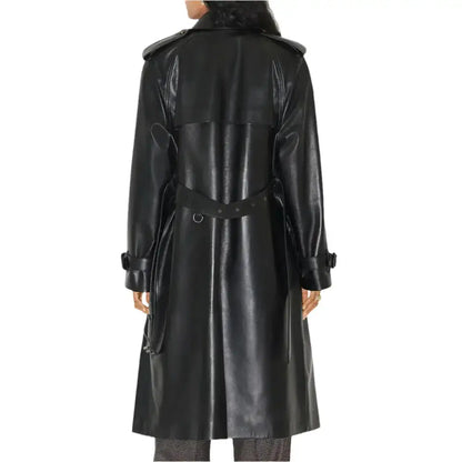Women’s Statement Black Leather Trench Coat