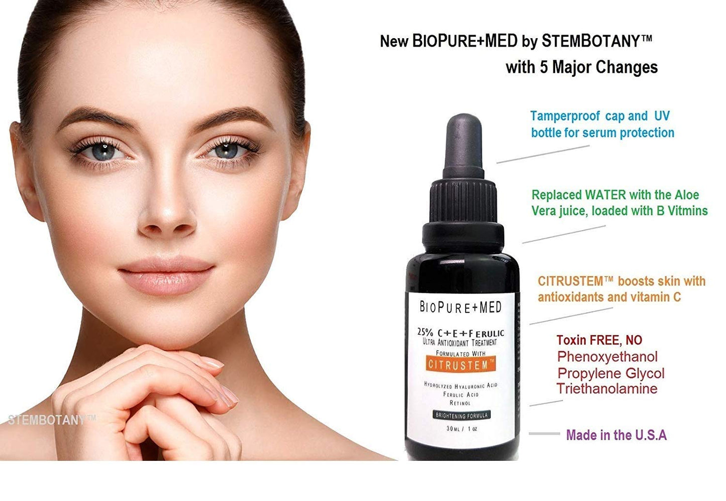 BioPureMED 25% Vitamin C CE Ferulic Serum – Tripeptide-5, Retinol & Hyaluronic Acid (2 Pack) | STEMBOTANY