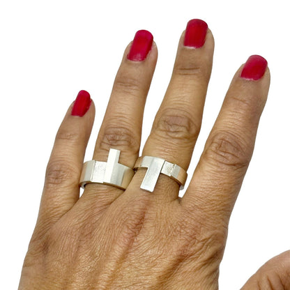 Sterling Silver Unisex Puzzle Stackable Ring | Versatile Modern Design