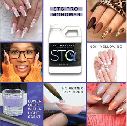 STG Acrylic Monomer EMA - MMA Free, Primerless, Non-Yellowing, Purple 16oz | Nail Sculpting Liquid