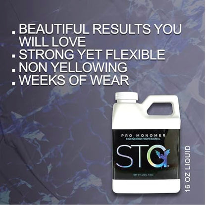 STG Acrylic Monomer EMA - MMA Free, Primerless, Non-Yellowing, Purple 16oz | Nail Sculpting Liquid