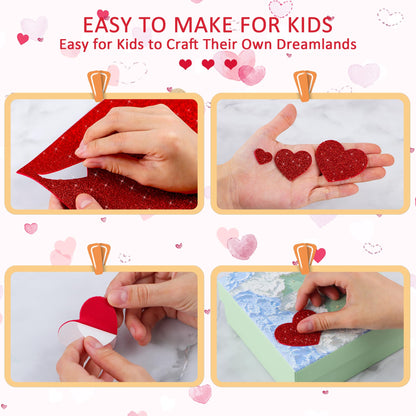 Sticeard 1000 PCS Foam Stickers – Glitter Heart & Star, Self-Adhesive