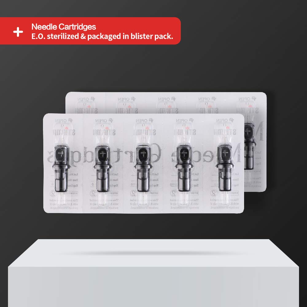 STIGMA EN05-20-1214RL Standard Disposable Tattoo Needle Cartridges with Membrane Safety – 20 Pcs Round Liner