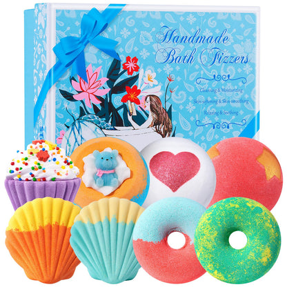 STNTUS INNOVATIONS Bath Bombs – 7-Piece Natural Gift Set with Shea & Cocoa Butter