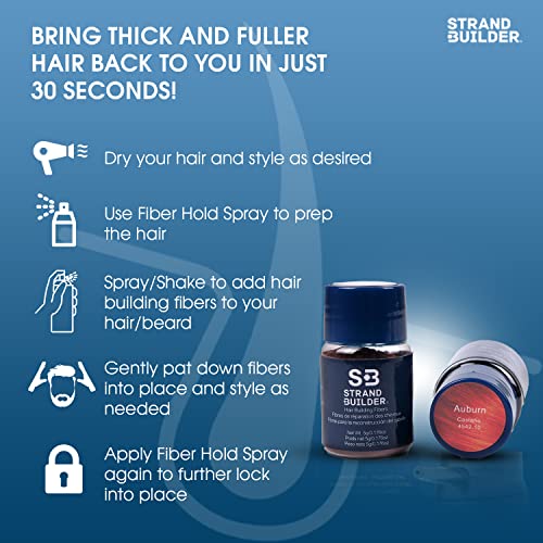 Strand Builder Hair Fibers – Natural Keratin Thickener for Thinning Hair (15g, Grey)