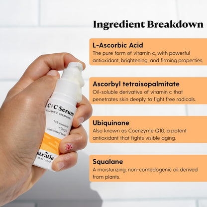 Stratia C+C Vitamin C Serum – 15% Vitamin C, 10% L-Ascorbic Acid, Water-Free (1 Fl Oz)