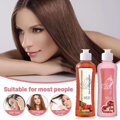 Strawberry & Milk Shampoo & Conditioner Set – All Hair Types, Strengthen Roots, Reduce Split Ends (8.38 Fl Oz Each)
