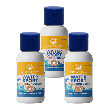 STREAM 2 SEA SPF 30 Tinted Mineral Sunscreen – Biodegradable, Reef Safe, 3-Pack Travel Size