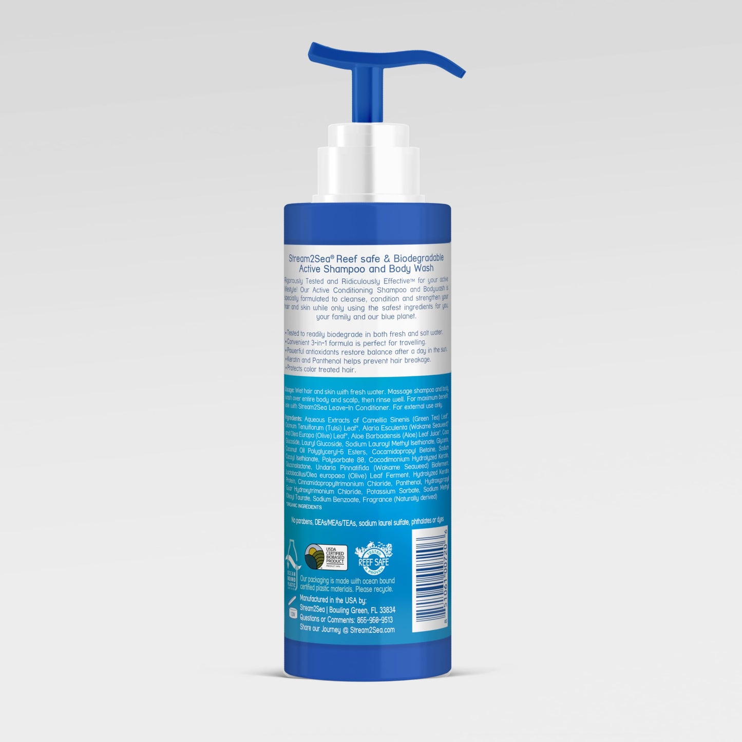 Stream2Sea 3-in-1 Swimmers Shampoo & Body Wash – Reef-Safe, Biodegradable, Travel Size 1.69oz