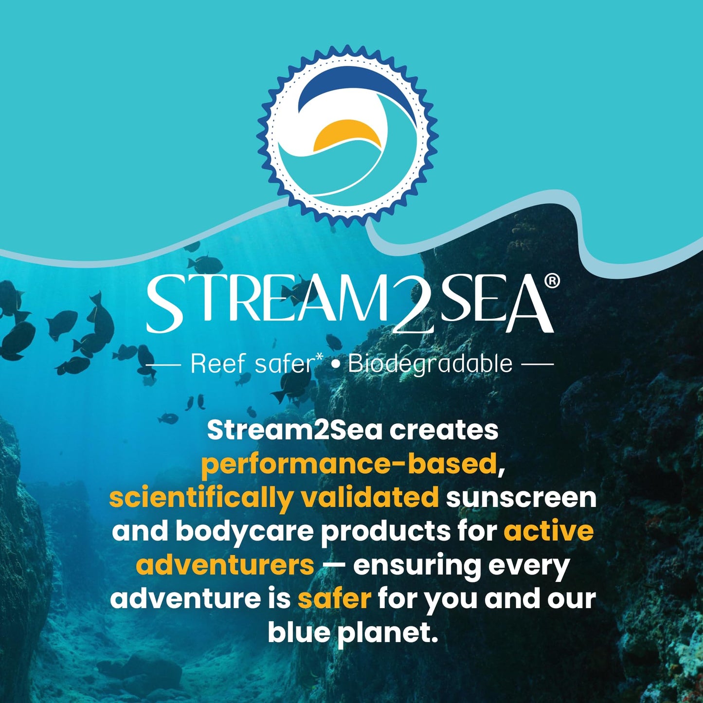 Stream2Sea 3-in-1 Swimmers Shampoo & Body Wash – Reef-Safe, Biodegradable, Travel Size 1.69oz