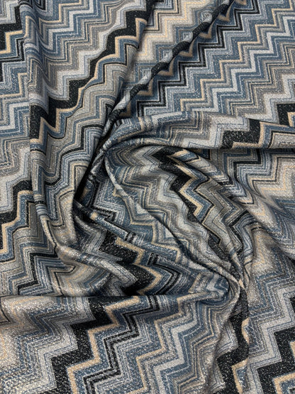 Stretch Lurex Fabric with Zigzag Pattern by the Metre
