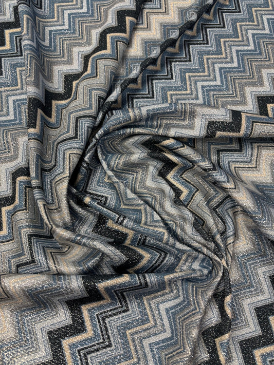 Stretch Lurex Fabric with Zigzag Pattern by the Metre