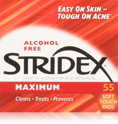 Stri-dex Pads Maximum Strength – 3 Pack of 55 Pads | Stridex