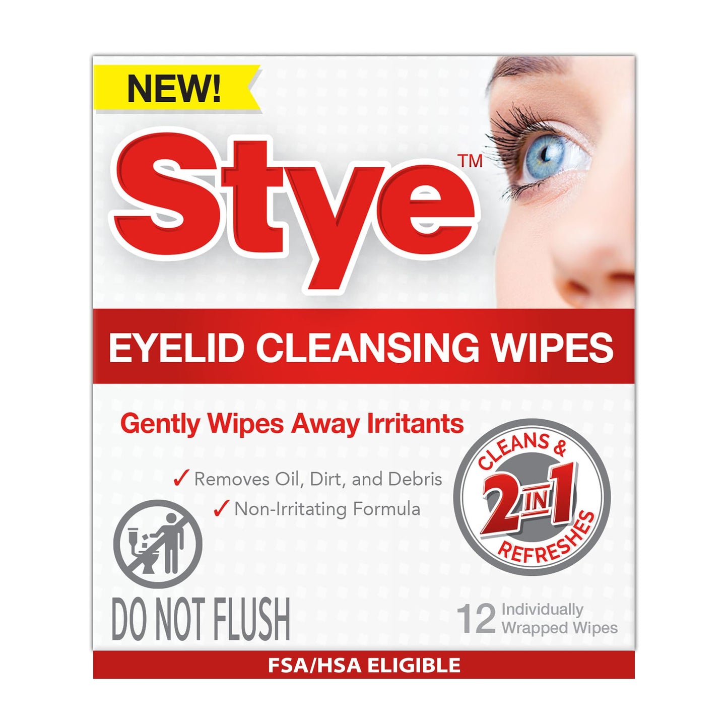 Stye Cleansing Eyelid Wipes – Individually Wrapped, Gentle Eye Cleaning (12 Count)