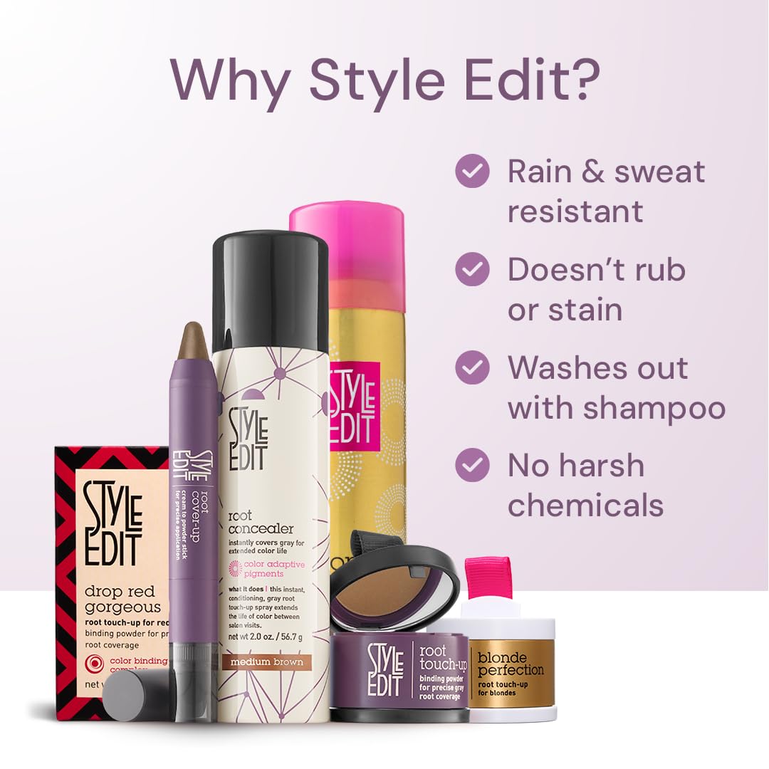 STYLE EDIT Root Concealer Touch-Up Spray – Instant Grey & Root Coverage (5-Pack, 2 oz Each) – Multiple Colors