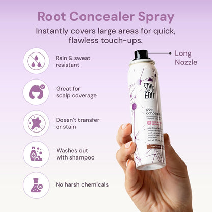 Style Edit Root Touch Up Spray | Temporary Gray Root Concealer – Medium Brown (2 oz)
