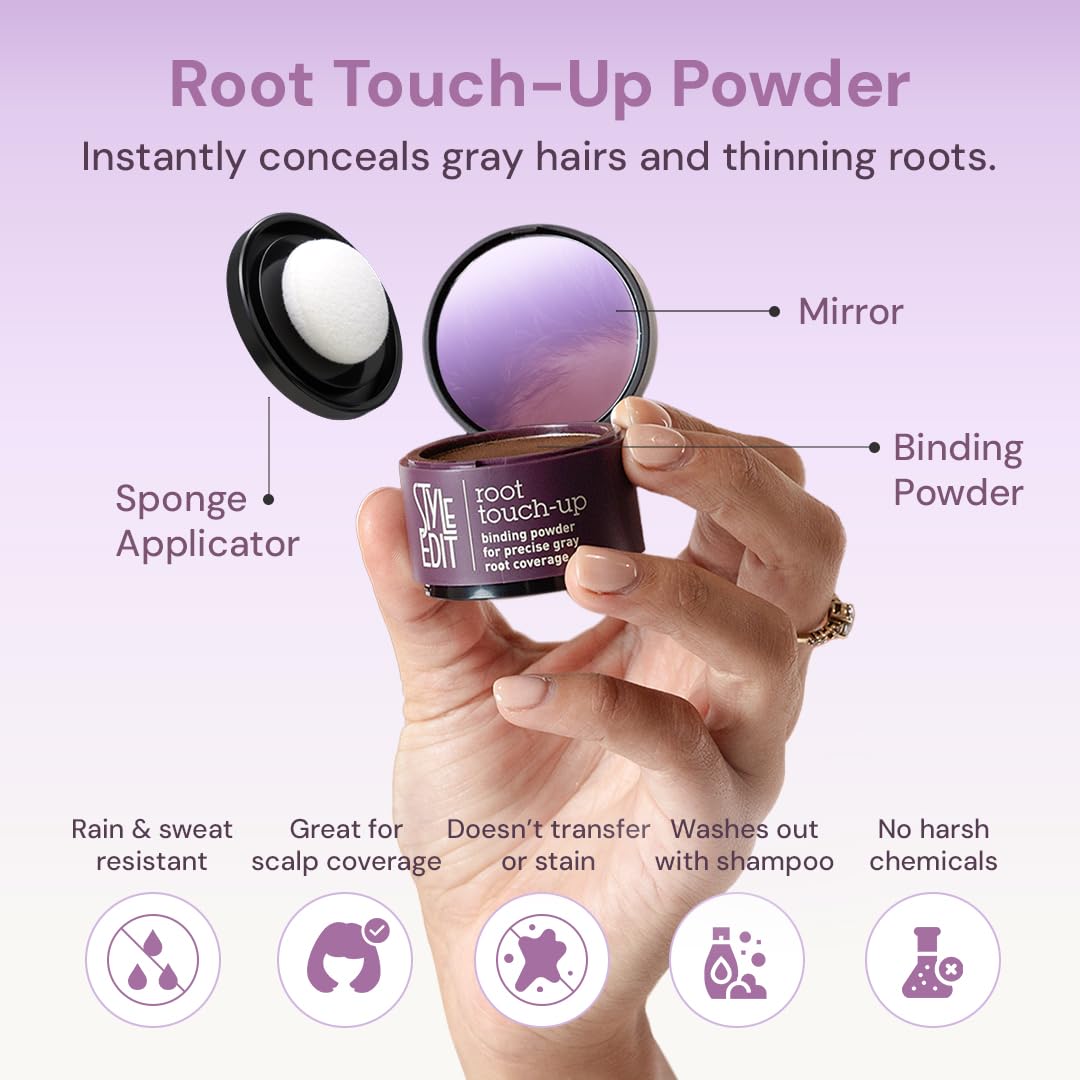 Style Edit Root Touch Up Powder for Dark Brown Hair – 2 Pack | Covers Grays & Roots | Mineral-Infused Concealer
