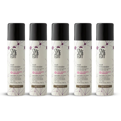 STYLE EDIT Root Concealer Touch Up Spray – Dark Brown, Pack of 5 (2 oz each) | Salon Quality