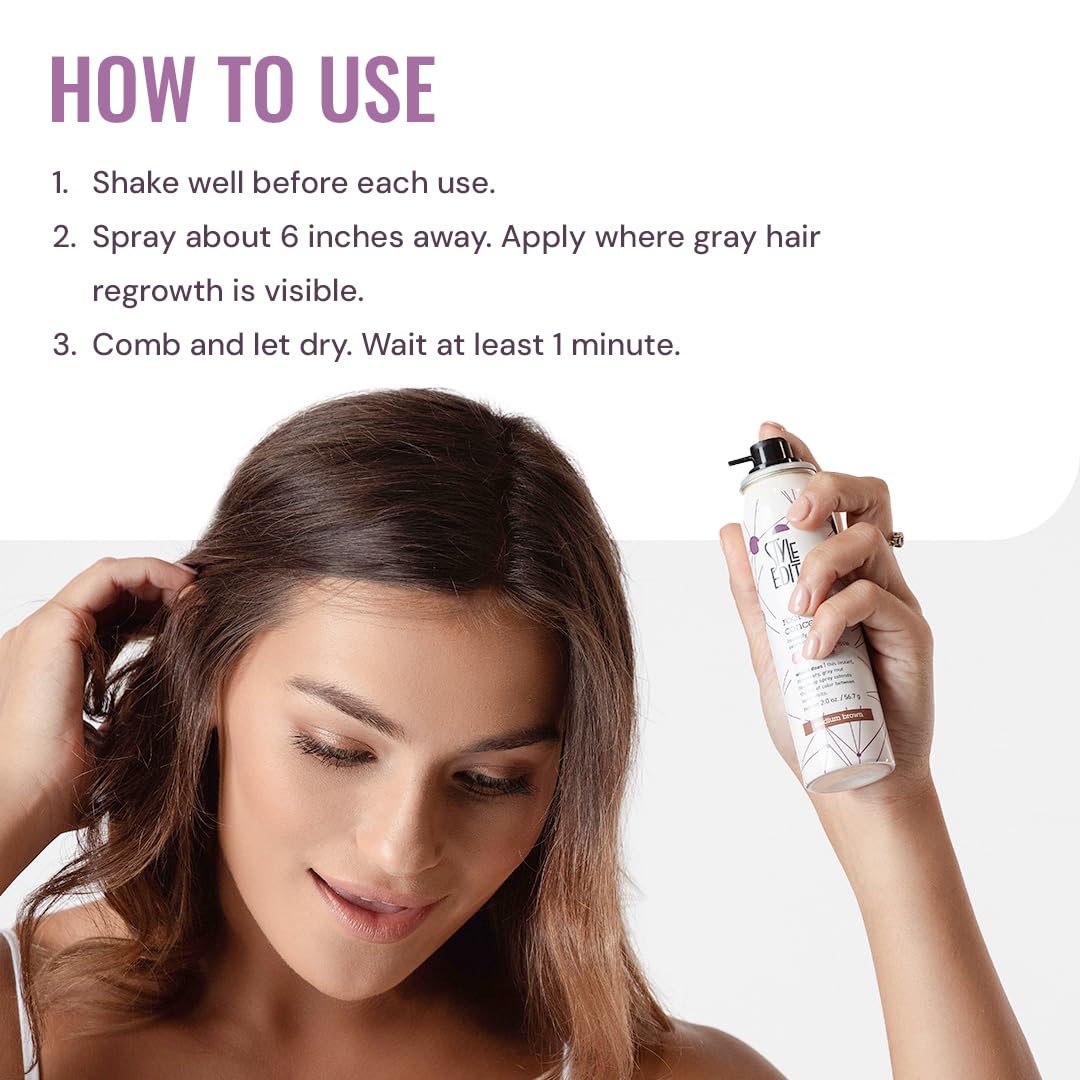 STYLE EDIT Root Concealer Touch-Up Spray – Instant Grey & Root Coverage (5-Pack, 2 oz Each) – Multiple Colors