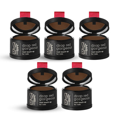 STYLE EDIT Root Cover Up Powder 5-Pack – Dark Red, Water-Resistant, Mess-Free Between Salon Visits