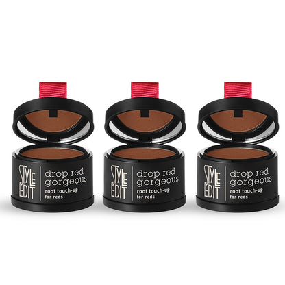 Style Edit Root Touch Up Powder – Medium Red, Water-Resistant, Non-Sticky, Compact 3-Pack