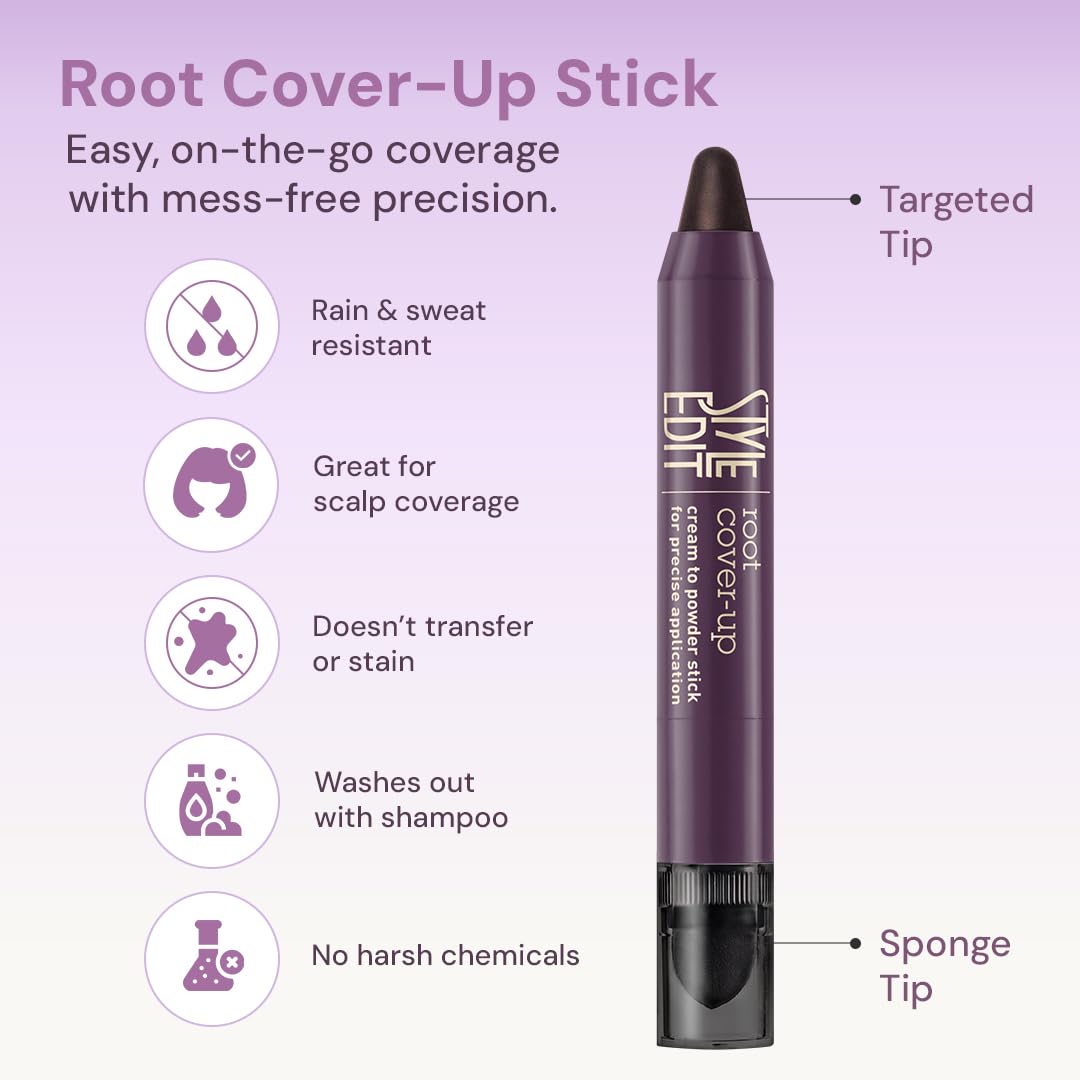 Style Edit Root Touch Up Stick | Temporary Gray Root Concealer, Medium Brown
