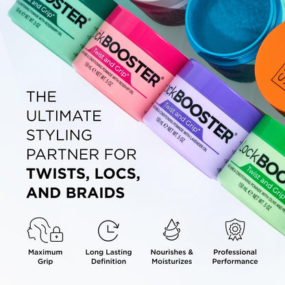 Style Factor Lock BOOSTER Twist & Grip Braid Gel (10.1 oz) – Strong Hold, Flake-Free Shine