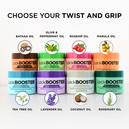 Style Factor Lock BOOSTER Twist & Grip Braid Gel – 10.1 oz with Rosehip Oil | Strong Hold, Flake-Free Shine