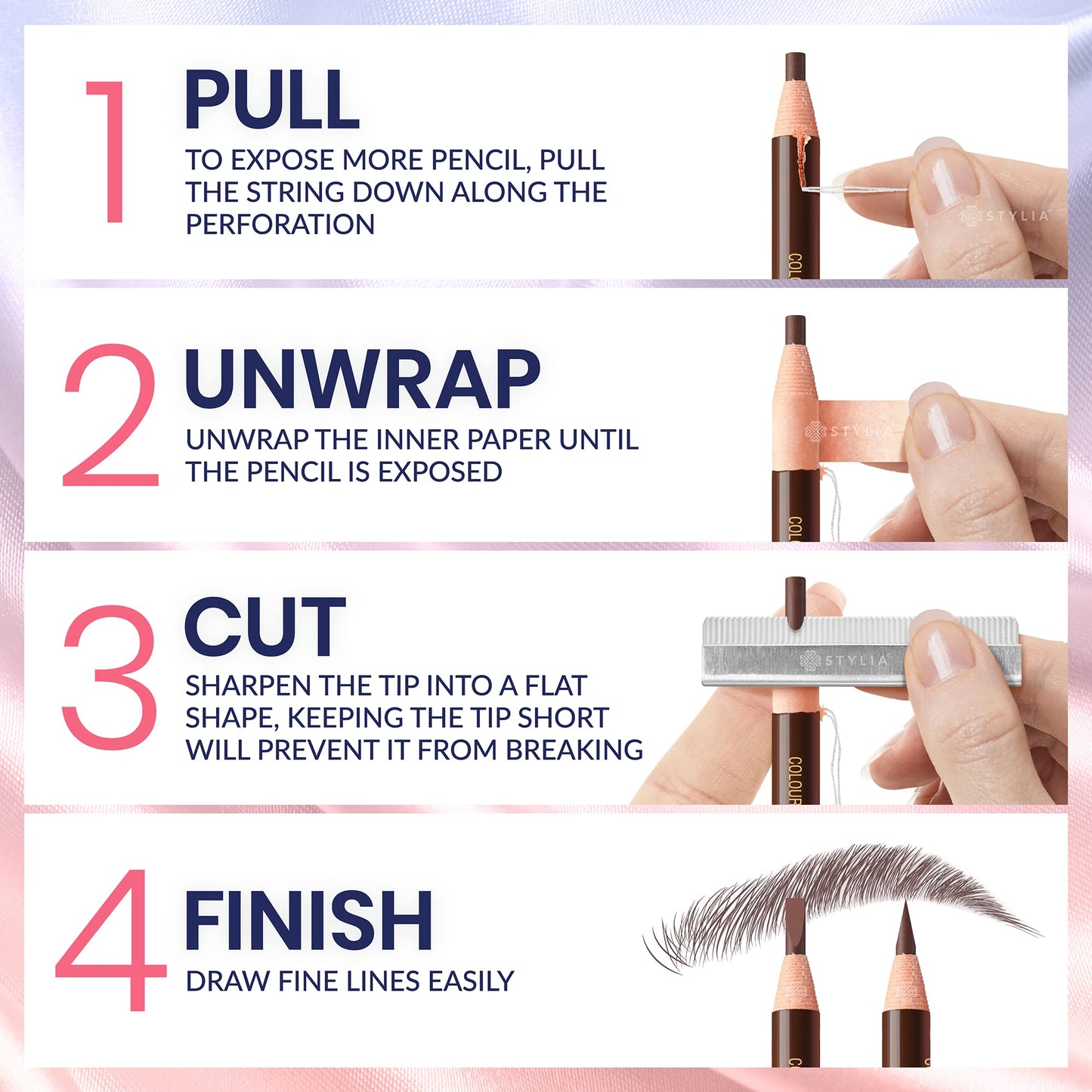 Stylia Waterproof Eyebrow Pencils for Women – 12pc Dark Brown, Long-Lasting Brow Pencil & Sharpener