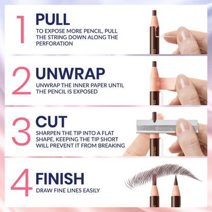 Stylia Waterproof Eyebrow Pencils for Women – 12pc Dark Brown, Long-Lasting Brow Pencil & Sharpener