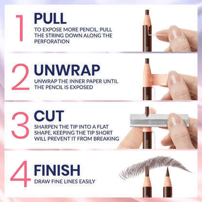 Stylia Waterproof Eyebrow Pencils for Women – Long-Lasting Microblading Brow Pencil Set (12PC Black)