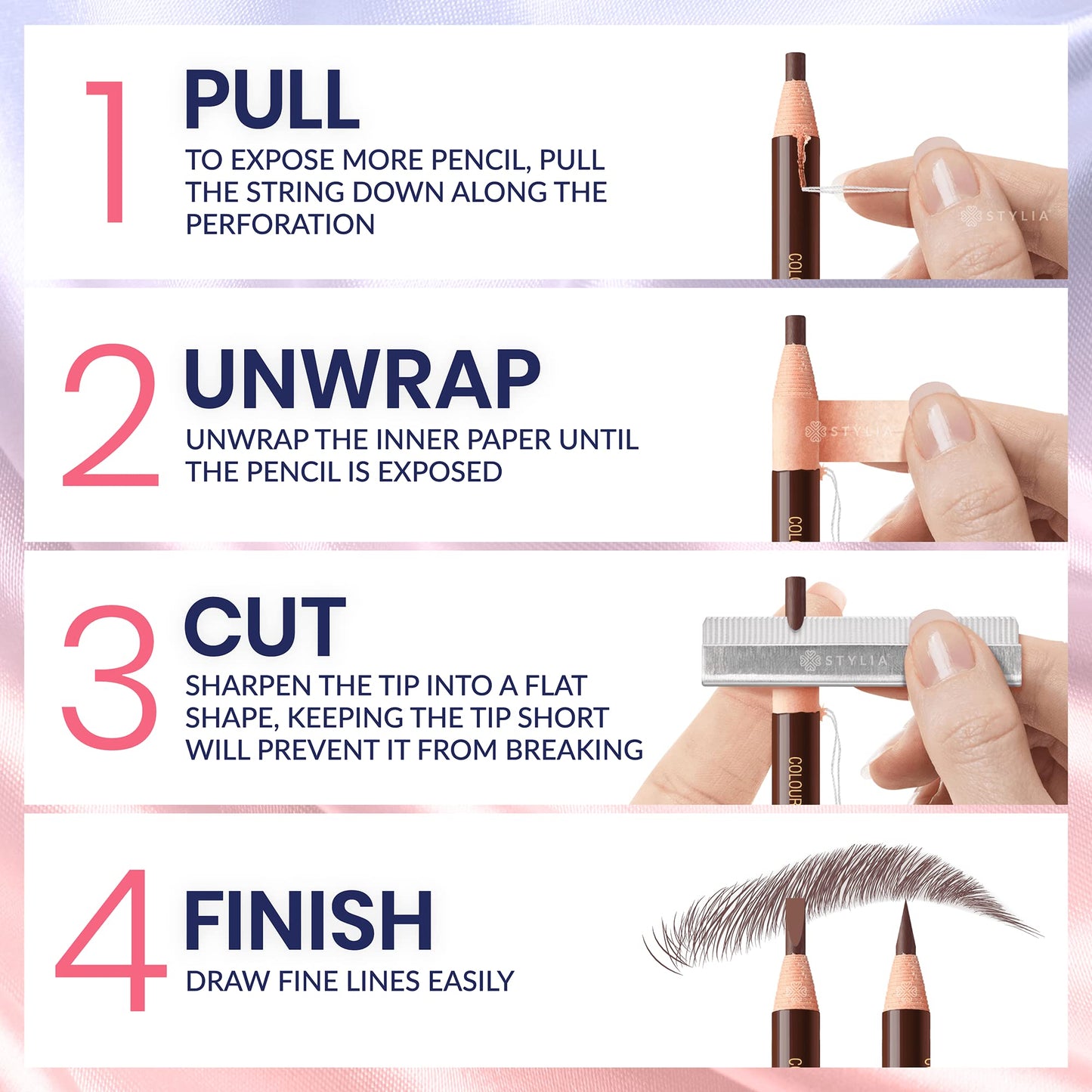 Stylia Waterproof Eyebrow Pencil for Women – Long-Lasting Microblading Brow Pencil, Natural Look (Light Brown, 12PC)