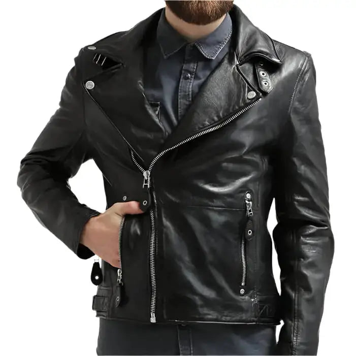 Men’s Black Leather Motorcycle Jacket