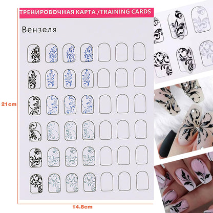 STZPRONAIL Practice Nail Art Book – 12 Pattern Books, Liner Brushes & Remover Wipes Kit