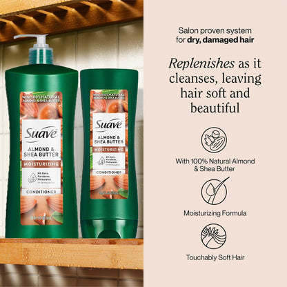 Suave Almond Shea Butter Moisturizing Conditioner Bundle (12.6 oz + 28 oz) — Nourishes Dry Hair