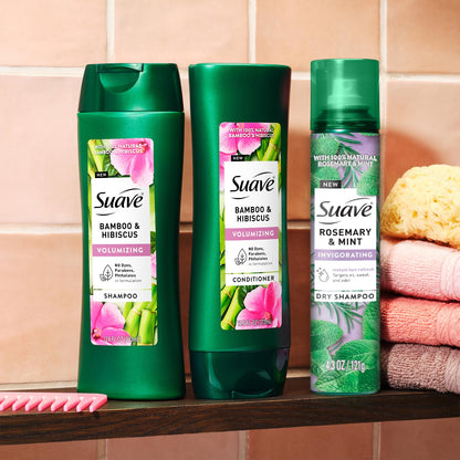 Suave Bamboo & Hibiscus Volumizing Shampoo & Conditioner Set + Rosemary Mint Dry Shampoo